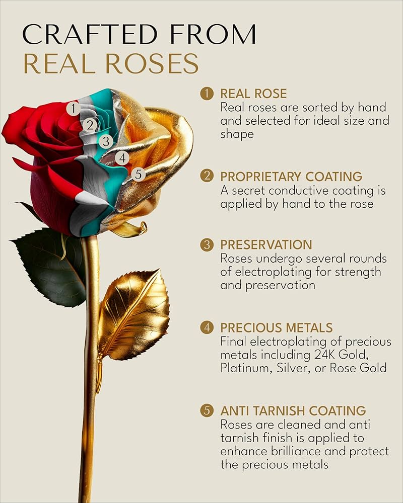 Amazon.com: Forever Rose 24K Gold Dipped Real Rose